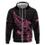 New Zealand Rugby Warrior Custom Zip Hoodie Pink Fern Taniko Motif