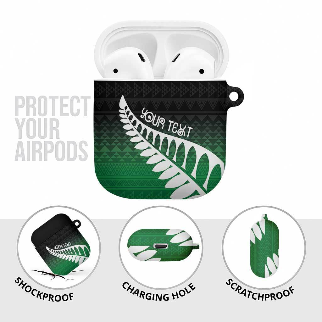 Green Silver Fern Spirit Taniko Tukutuku Personalised AirPods Case - Polynesian Pride