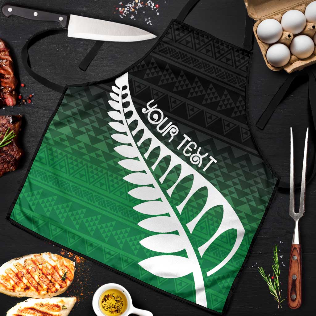 Green Silver Fern Spirit Taniko Tukutuku Personalised Apron - Polynesian Pride