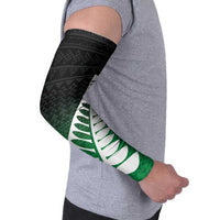 Green Silver Fern Spirit Taniko Tukutuku Personalised Arm Sleeves - Polynesian Pride