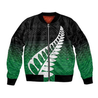 Green Silver Fern Spirit Taniko Tukutuku Personalised Bomber Jacket LT9 Unisex Green - Polynesian Pride