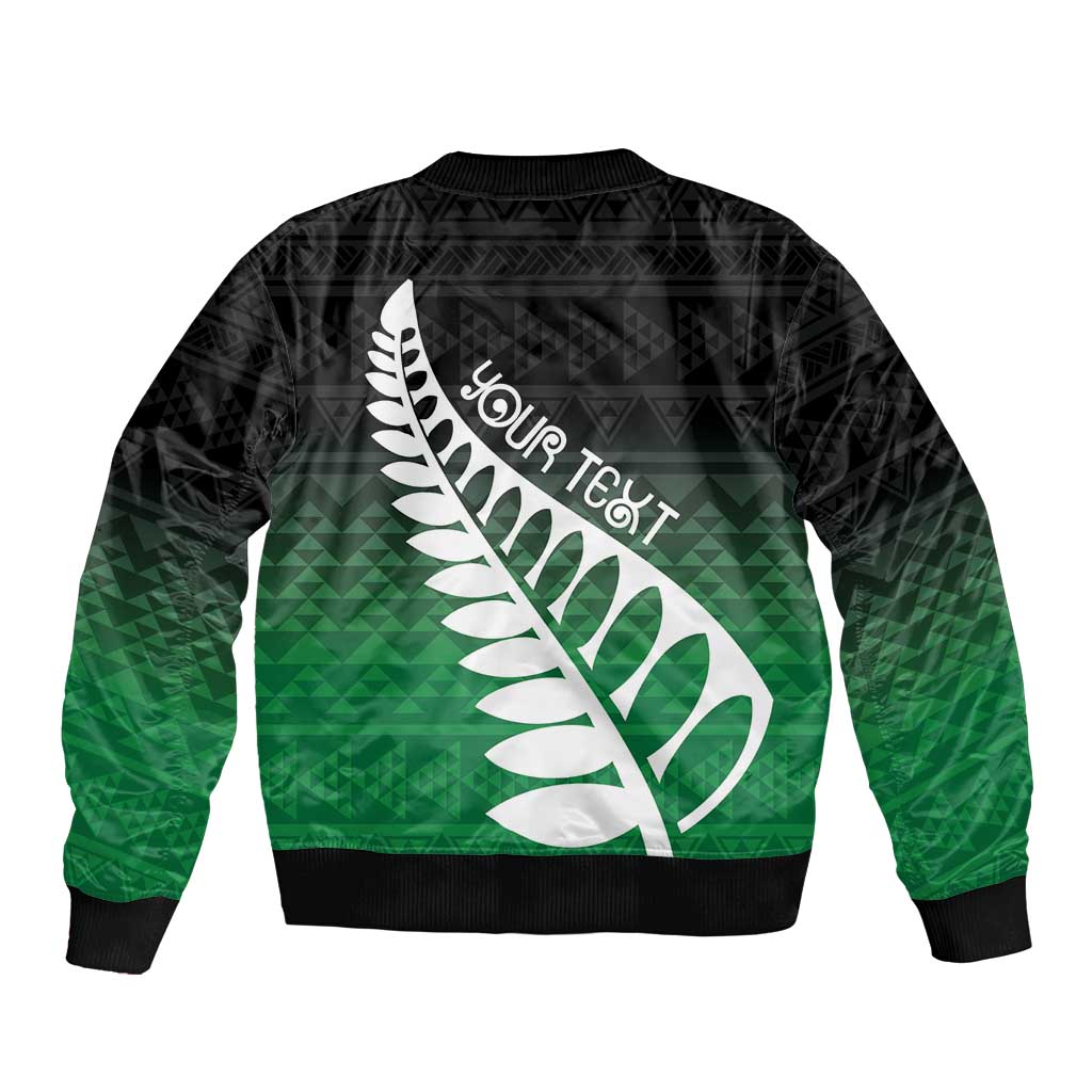 Green Silver Fern Spirit Taniko Tukutuku Personalised Bomber Jacket LT9 - Polynesian Pride