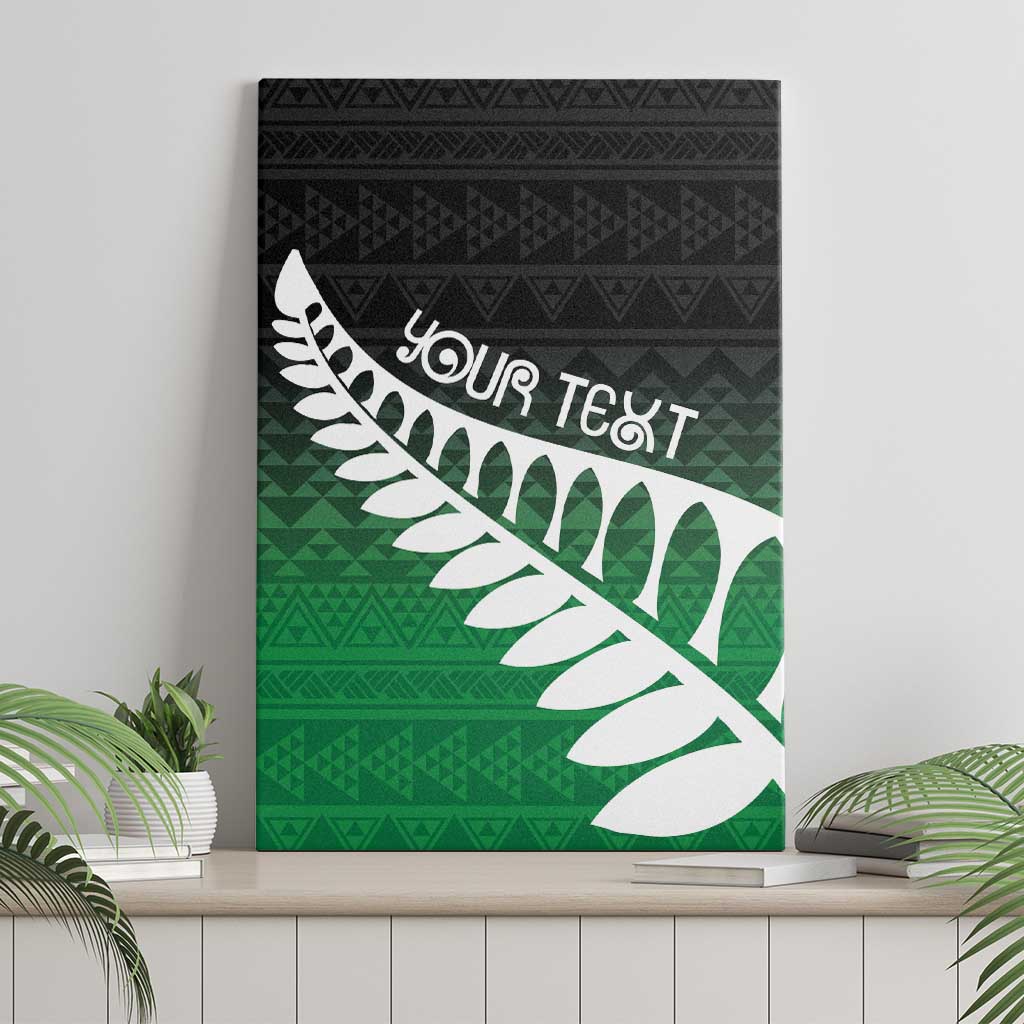 Green Silver Fern Spirit Taniko Tukutuku Personalised Canvas Wall Art
