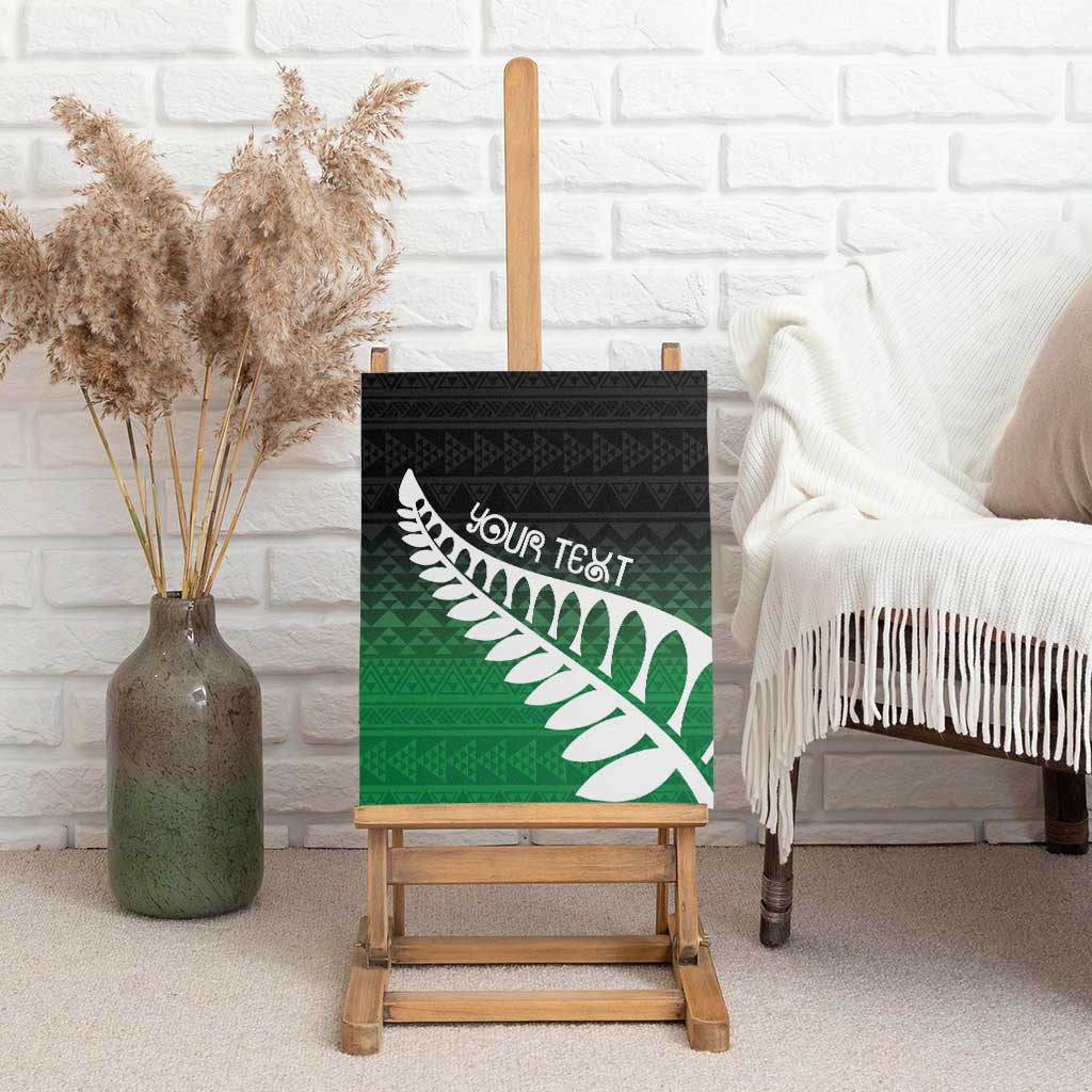 Green Silver Fern Spirit Taniko Tukutuku Personalised Canvas Wall Art