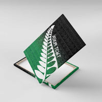 Green Silver Fern Spirit Taniko Tukutuku Personalised Canvas Wall Art