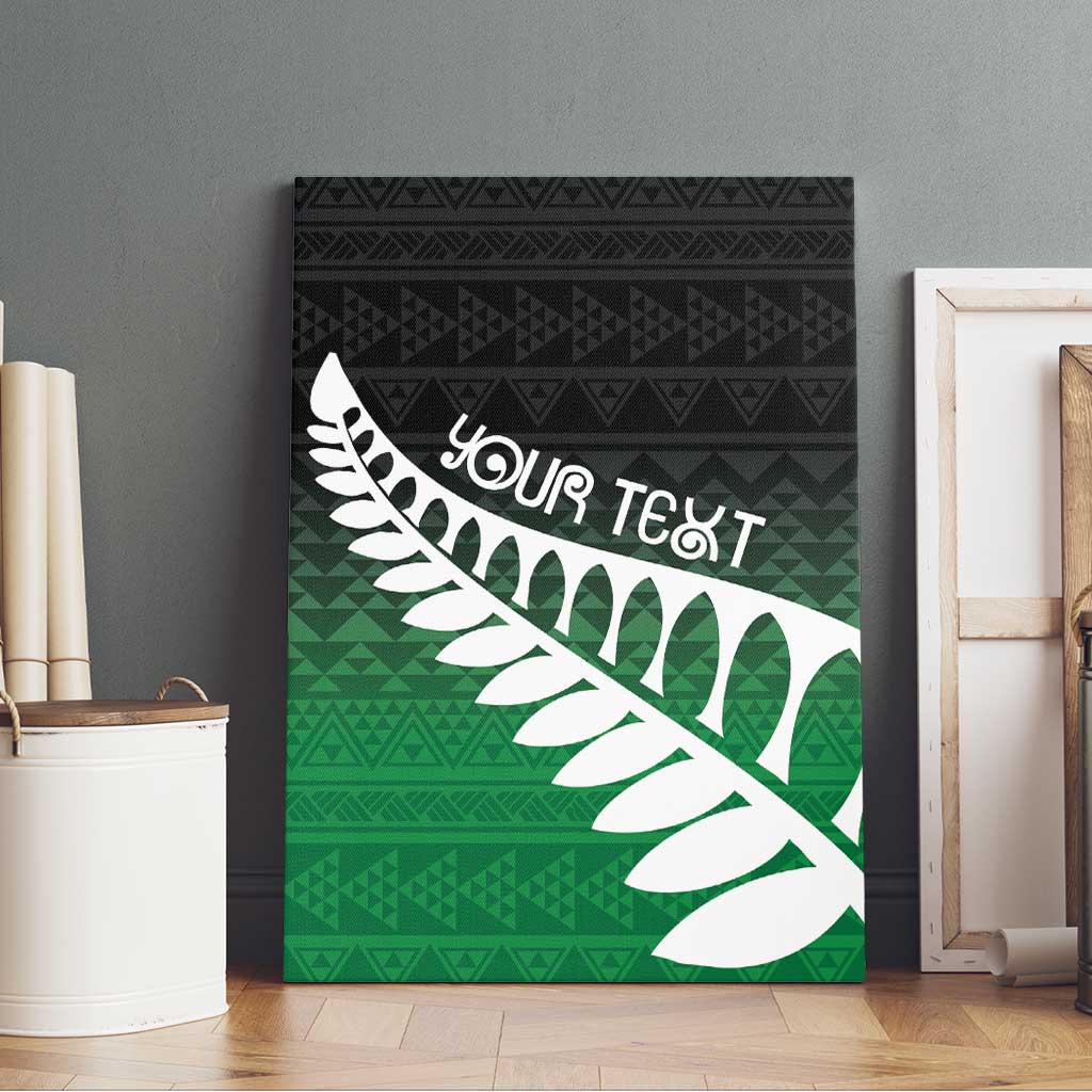 Green Silver Fern Spirit Taniko Tukutuku Personalised Canvas Wall Art