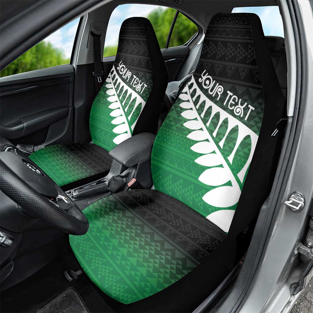 Green Silver Fern Spirit Taniko Tukutuku Personalised Car Seat Cover