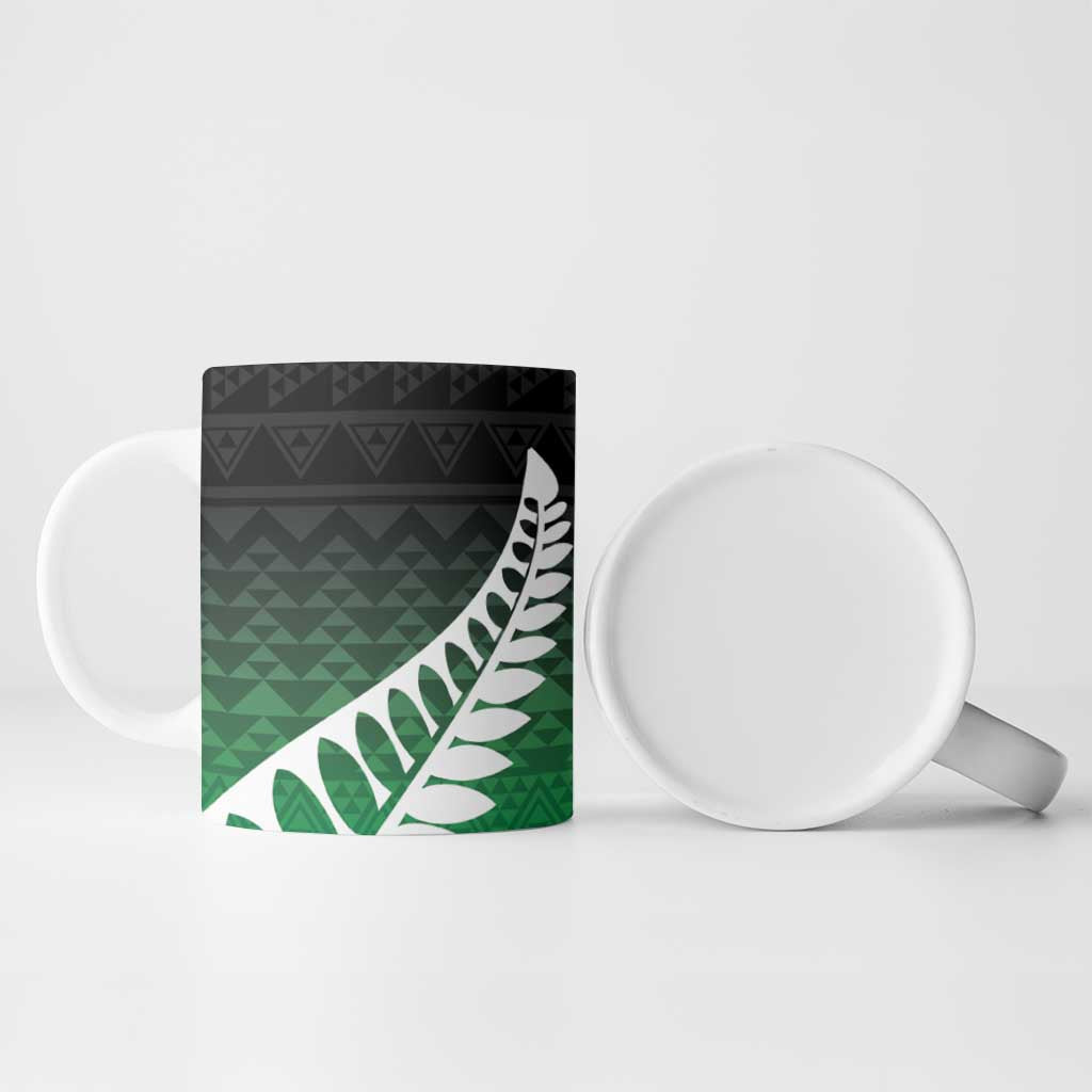Green Silver Fern Spirit Taniko Tukutuku Personalised Ceramic Mug - Polynesian Pride