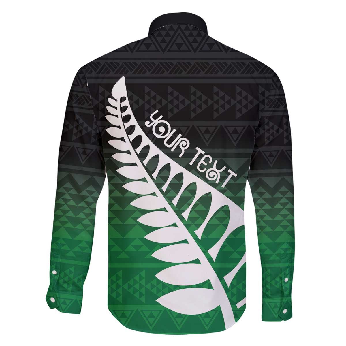 Green Silver Fern Spirit Taniko Tukutuku Personalised Family Matching Off The Shoulder Long Sleeve Dress and Hawaiian Shirt