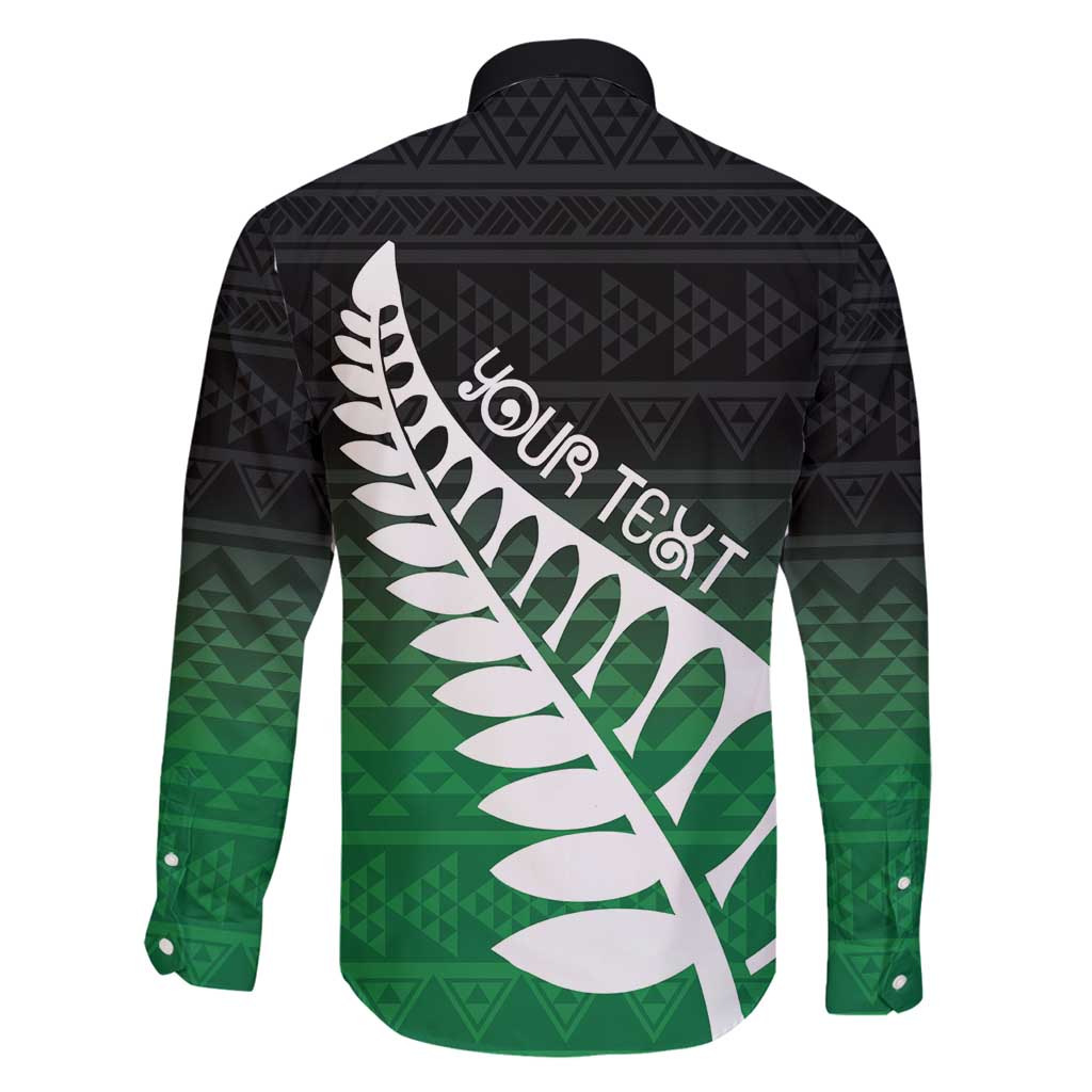 Green Silver Fern Spirit Taniko Tukutuku Personalised Family Matching Off Shoulder Short Dress and Hawaiian Shirt