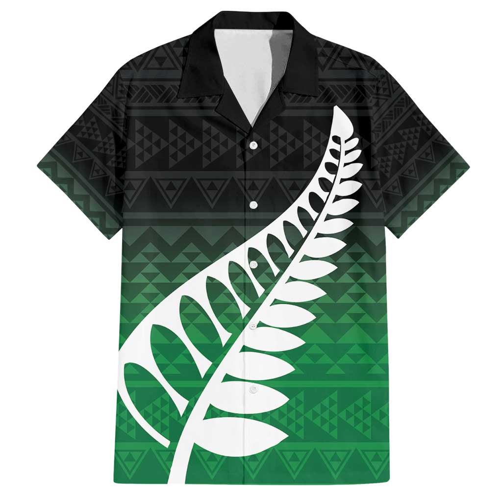 Green Silver Fern Spirit Taniko Tukutuku Personalised Family Matching Puletasi and Hawaiian Shirt