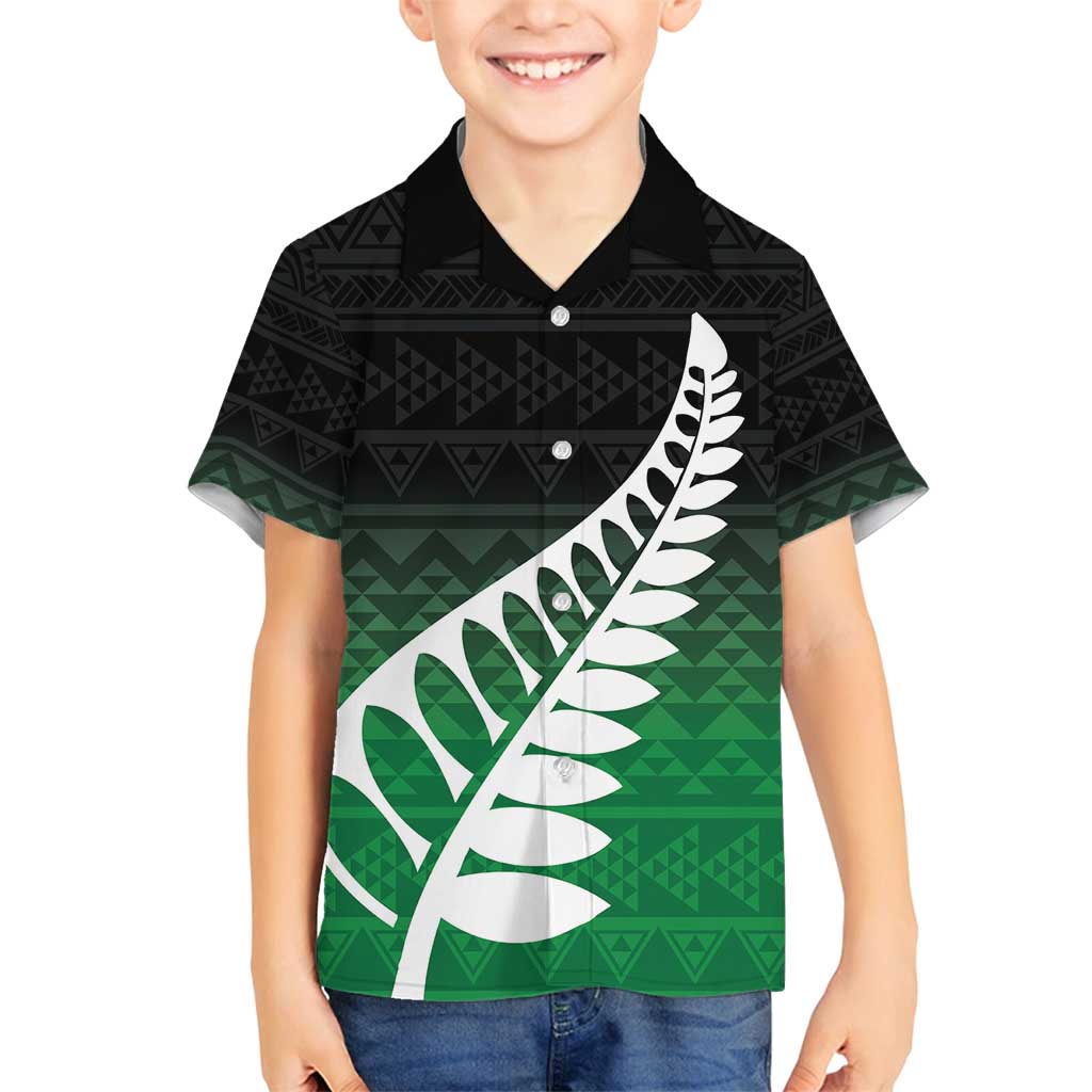 Green Silver Fern Spirit Taniko Tukutuku Personalised Family Matching Summer Maxi Dress and Hawaiian Shirt