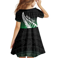 Green Silver Fern Spirit Taniko Tukutuku Personalised Family Matching Tank Maxi Dress and Hawaiian Shirt