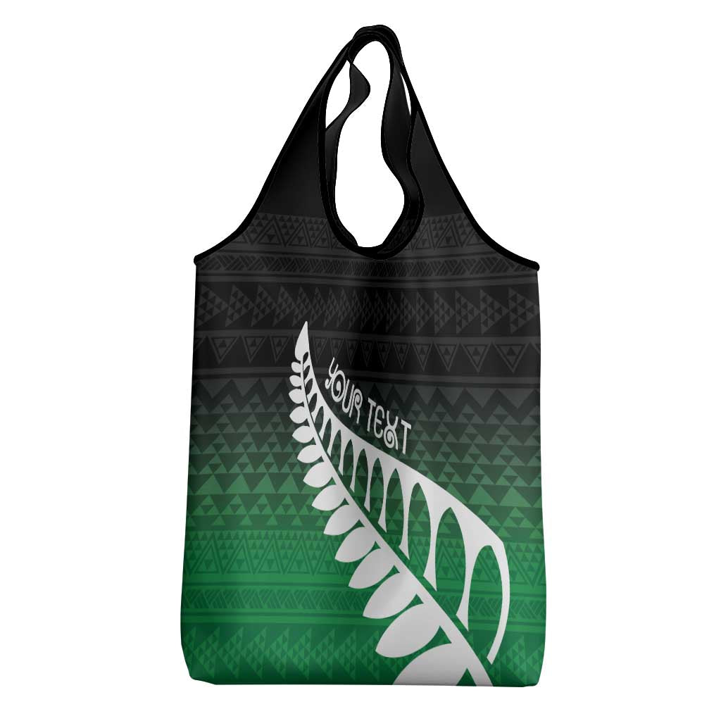 Green Silver Fern Spirit Taniko Tukutuku Personalised Grocery Bag