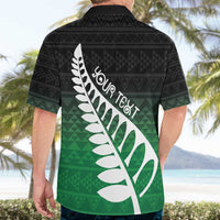 Green Silver Fern Spirit Taniko Tukutuku Personalised Hawaiian Shirt