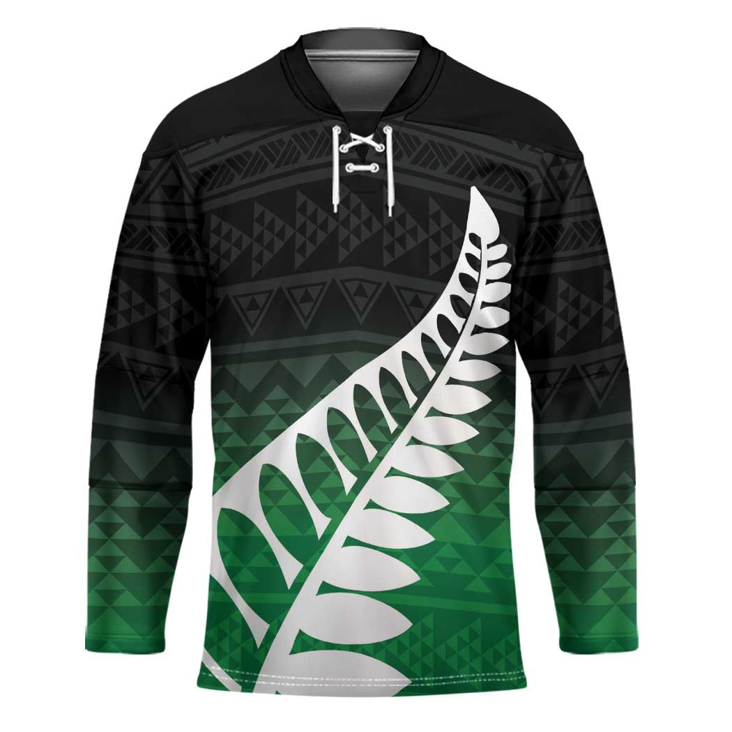 Green Silver Fern Spirit Taniko Tukutuku Personalised Hockey Jersey - Polynesian Pride