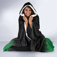 Green Silver Fern Spirit Taniko Tukutuku Personalised Hooded Blanket