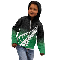 Green Silver Fern Spirit Taniko Tukutuku Personalised Kid Hoodie