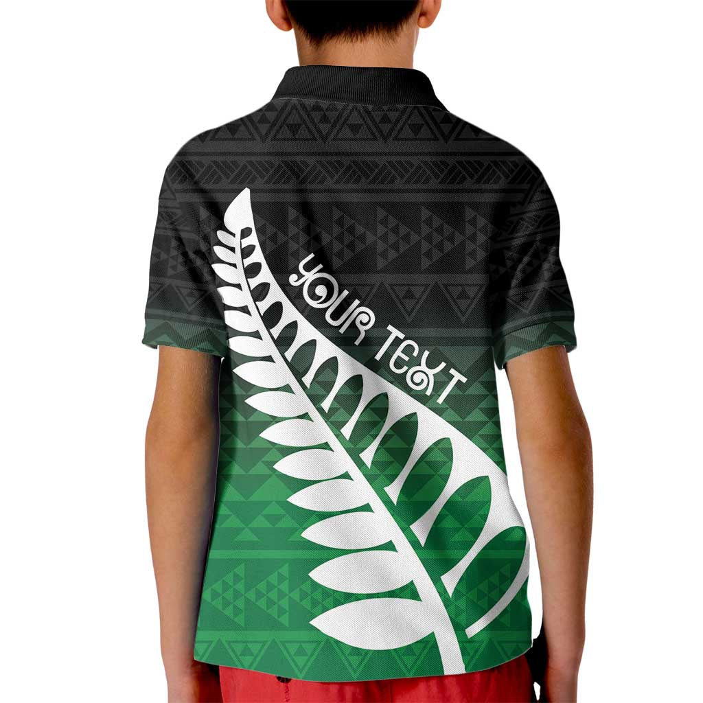 Green Silver Fern Spirit Taniko Tukutuku Personalised Kid Polo Shirt