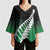 Green Silver Fern Spirit Taniko Tukutuku Personalised Kimono Sleeve Blouse - Polynesian Pride