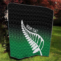 Green Silver Fern Spirit Taniko Tukutuku Personalised Quilt