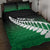 Green Silver Fern Spirit Taniko Tukutuku Personalised Quilt Bed Set