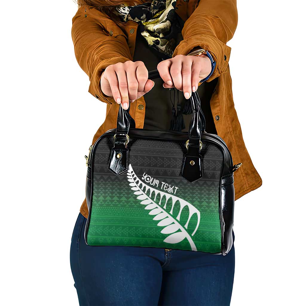 Green Silver Fern Spirit Taniko Tukutuku Personalised Shoulder Handbag LT9 One Size Green - Polynesian Pride