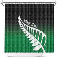 Green Silver Fern Spirit Taniko Tukutuku Personalised Shower Curtain LT9 Green - Polynesian Pride