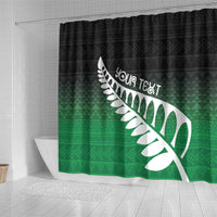 Green Silver Fern Spirit Taniko Tukutuku Personalised Shower Curtain LT9 - Polynesian Pride