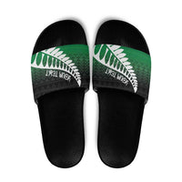 Green Silver Fern Spirit Taniko Tukutuku Personalised Slide Sandals - Polynesian Pride