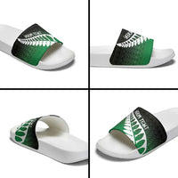 Green Silver Fern Spirit Taniko Tukutuku Personalised Slide Sandals - Polynesian Pride