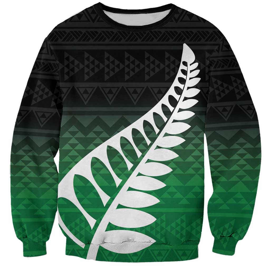 Green Silver Fern Spirit Taniko Tukutuku Personalised Sweatshirt