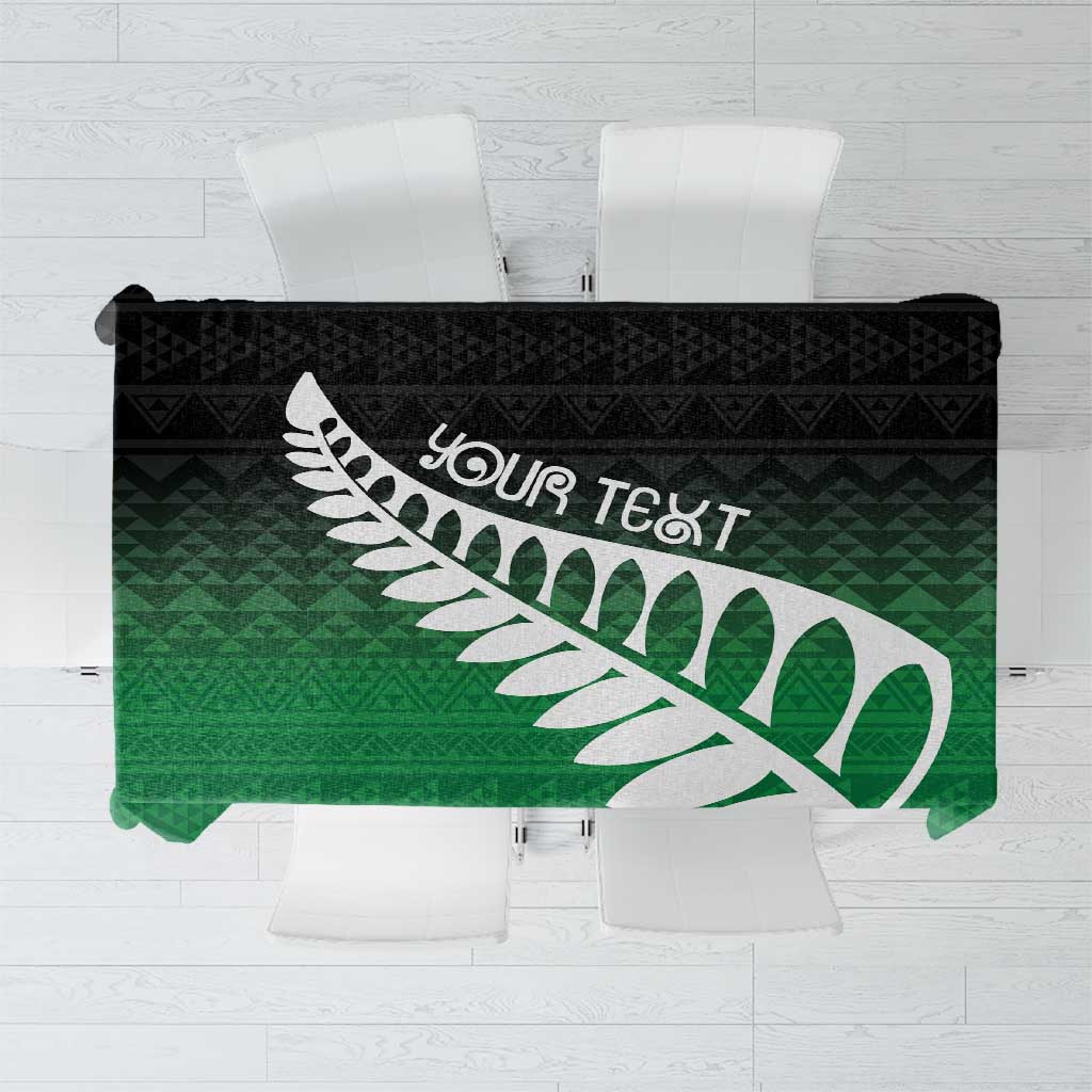 Green Silver Fern Spirit Taniko Tukutuku Personalised Tablecloth