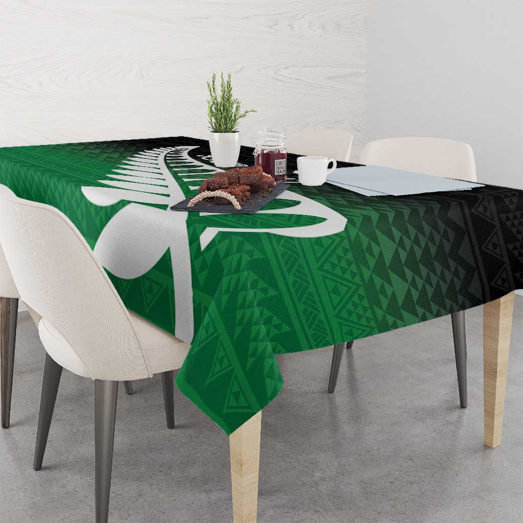 Green Silver Fern Spirit Taniko Tukutuku Personalised Tablecloth