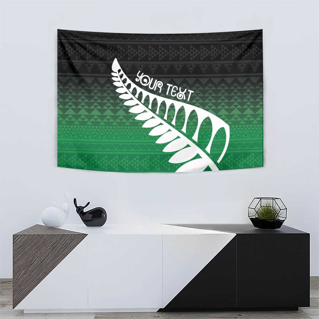 Green Silver Fern Spirit Taniko Tukutuku Personalised Tapestry