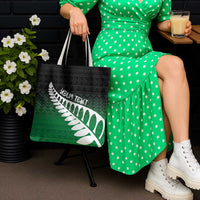 Green Silver Fern Spirit Taniko Tukutuku Personalised Tote Bag - Polynesian Pride