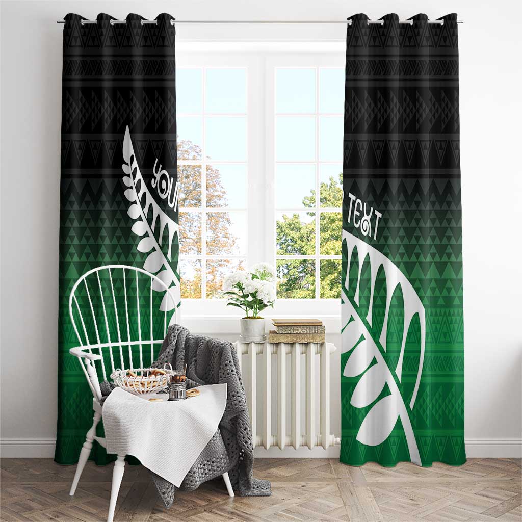 Green Silver Fern Spirit Taniko Tukutuku Personalised Window Curtain