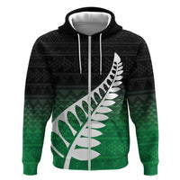 Green Silver Fern Spirit Taniko Tukutuku Personalised Zip Hoodie LT9 Zip Hoodie Green - Polynesian Pride