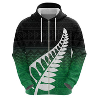 Green Silver Fern Spirit Taniko Tukutuku Personalised Zip Hoodie LT9 - Polynesian Pride