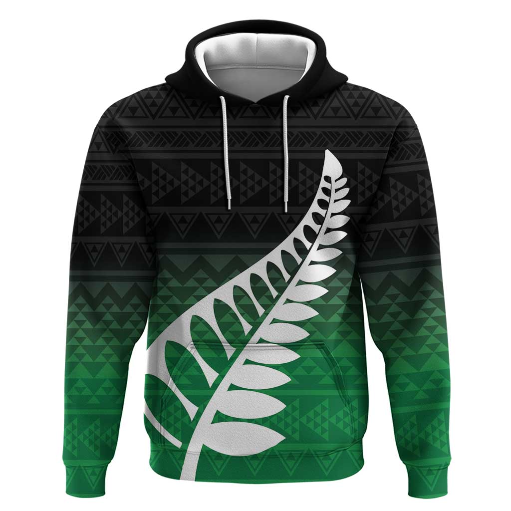 Green Silver Fern Spirit Taniko Tukutuku Personalised Zip Hoodie LT9 Pullover Hoodie Green - Polynesian Pride