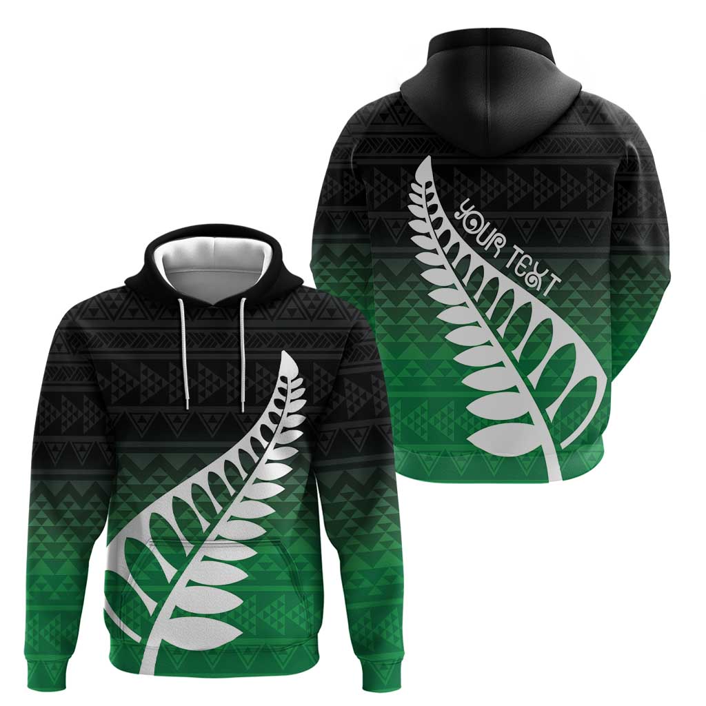 Green Silver Fern Spirit Taniko Tukutuku Personalised Zip Hoodie LT9 - Polynesian Pride