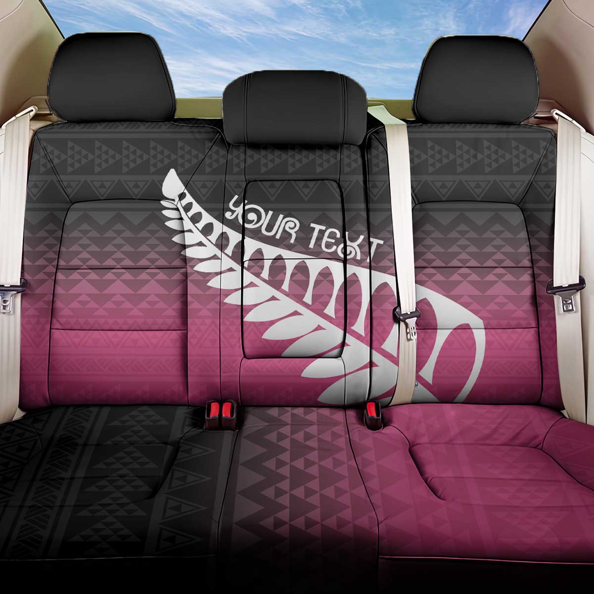 Pink Silver Fern Spirit Taniko Tukutuku Personalised Back Car Seat Cover LT9 One Size Pink - Polynesian Pride