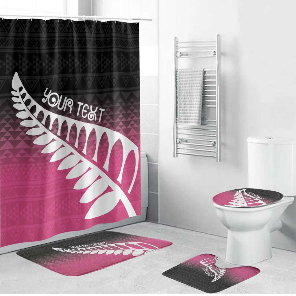Pink Silver Fern Spirit Taniko Tukutuku Personalised Bathroom Set - Polynesian Pride