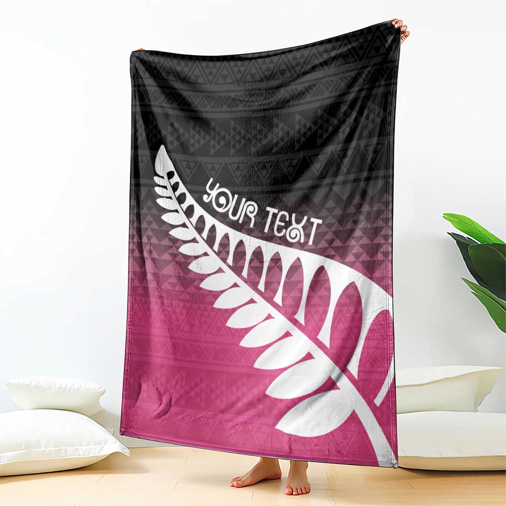 Pink Silver Fern Spirit Taniko Tukutuku Personalised Blanket