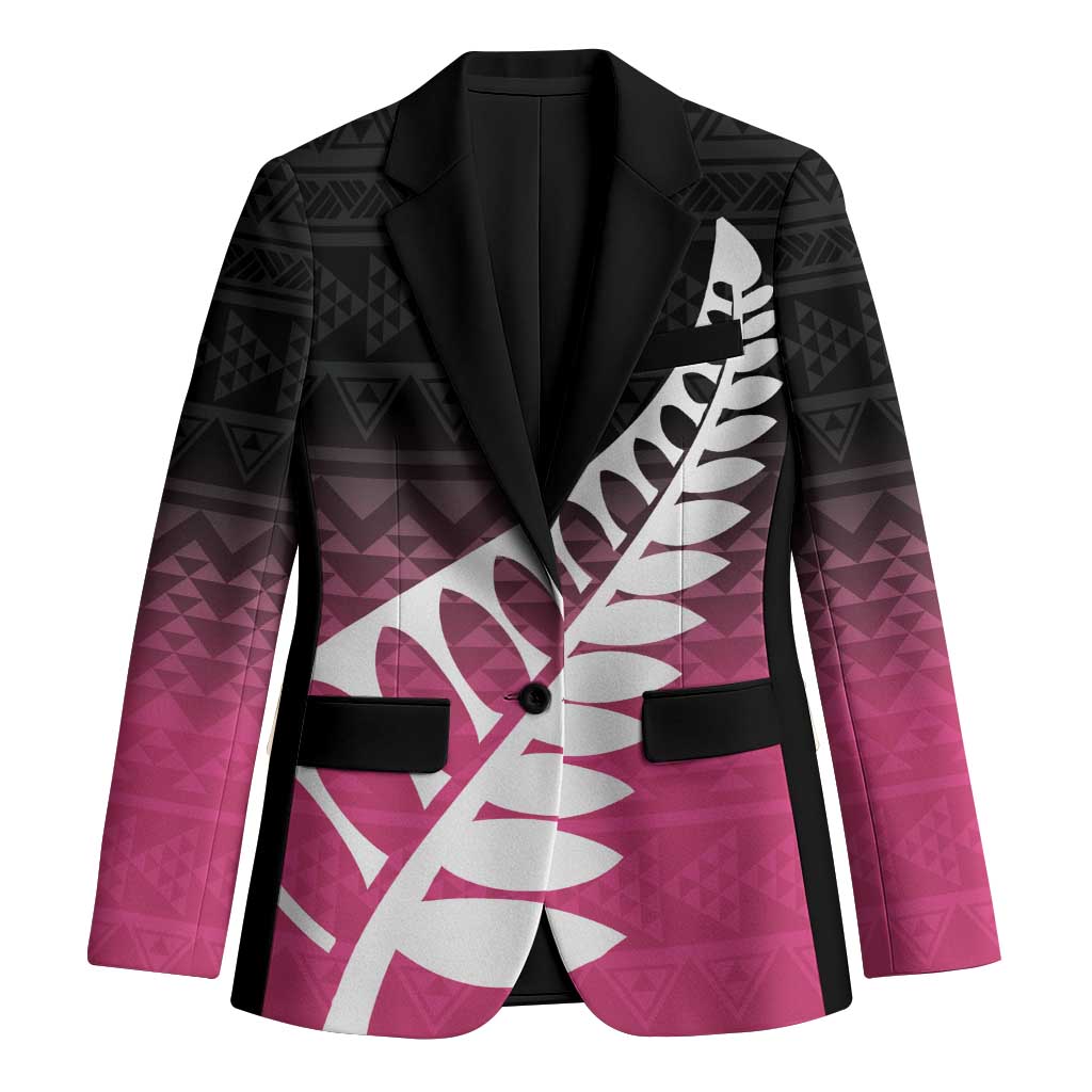 Pink Silver Fern Spirit Taniko Tukutuku Personalised Blazer - Polynesian Pride