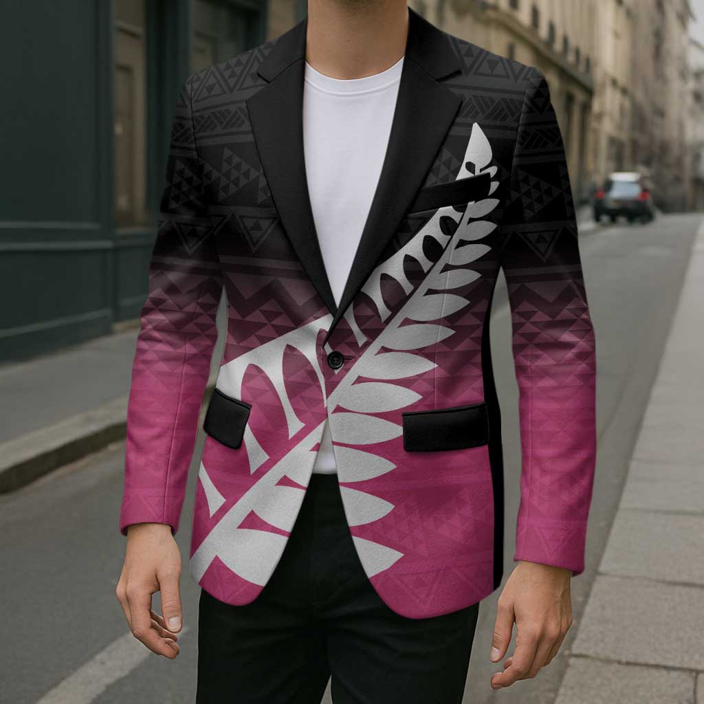 Pink Silver Fern Spirit Taniko Tukutuku Personalised Blazer - Polynesian Pride