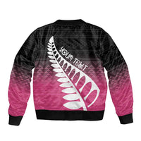 Pink Silver Fern Spirit Taniko Tukutuku Personalised Bomber Jacket LT9 - Polynesian Pride