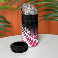 Pink Silver Fern Spirit Taniko Tukutuku Personalised 4 in 1 Can Cooler Tumbler