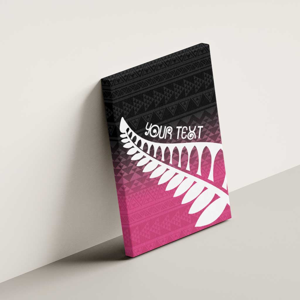 Pink Silver Fern Spirit Taniko Tukutuku Personalised Canvas Wall Art