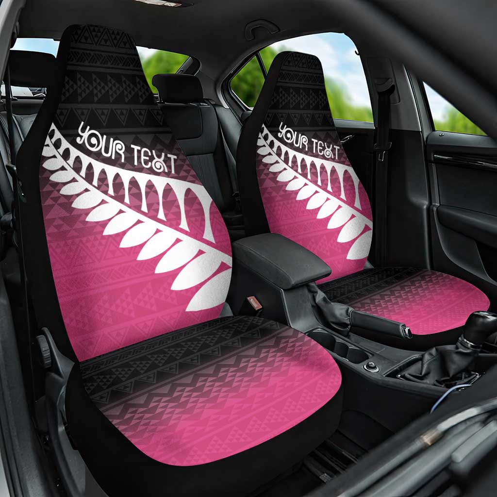 Pink Silver Fern Spirit Taniko Tukutuku Personalised Car Seat Cover